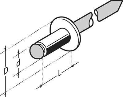 FAR Blindnieten Aluminium 4,8x25x16 mm Grote Platte Kop