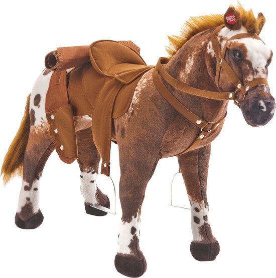 Cowboy paard met zadel om te berijden met geluid, zitpaard, 81 cm lang, max 100KG