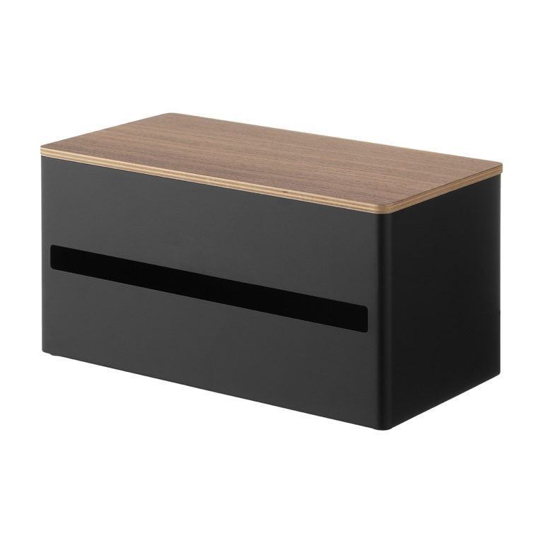 Yamazaki Keukenrolhouder Rin Black 31x16x17 cm - Staal - met Houten Deksel