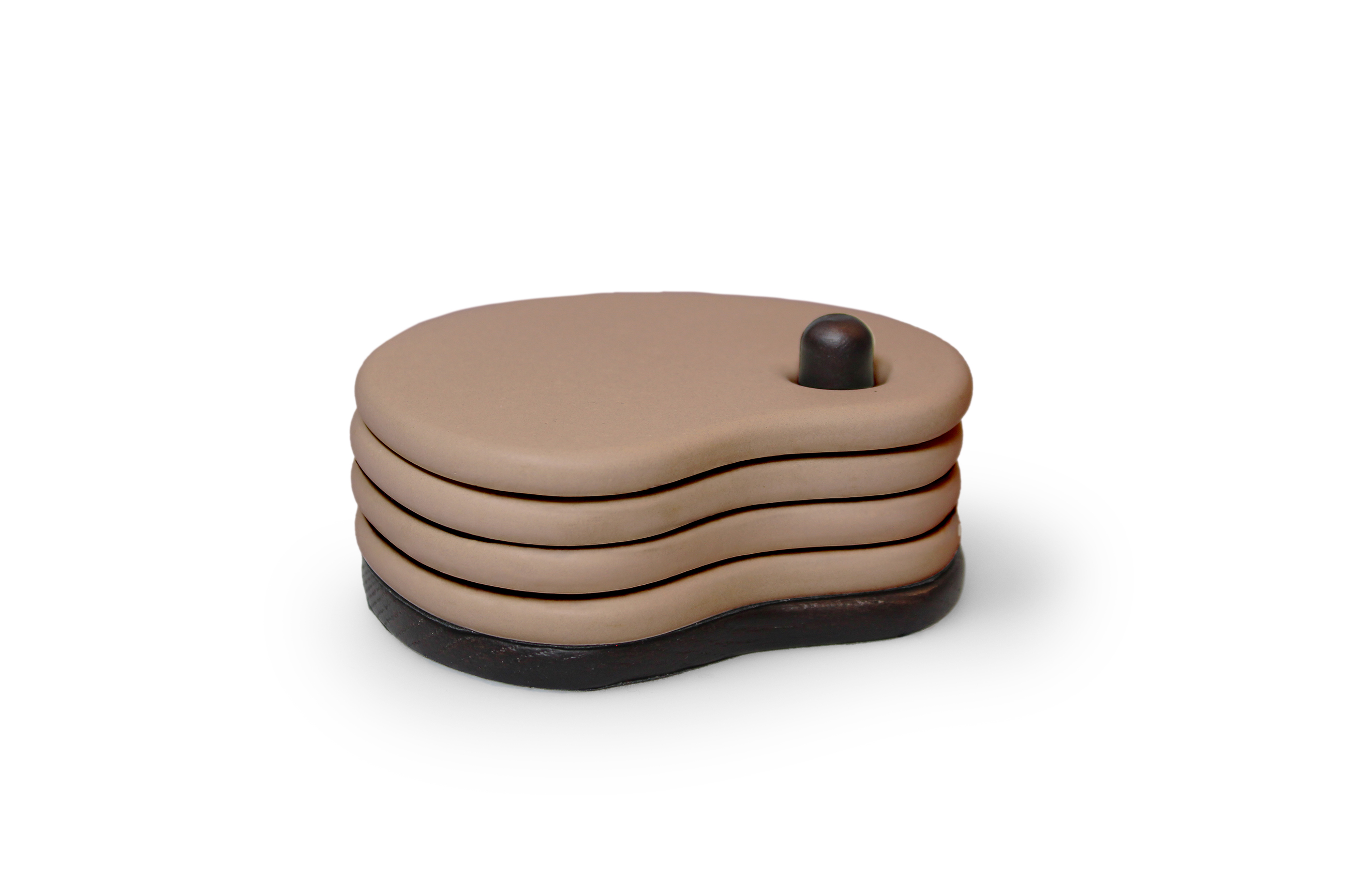Atelier Pierre Glasonderzetters Fondant Mocha set 4 stuks - 10x8.6 cm