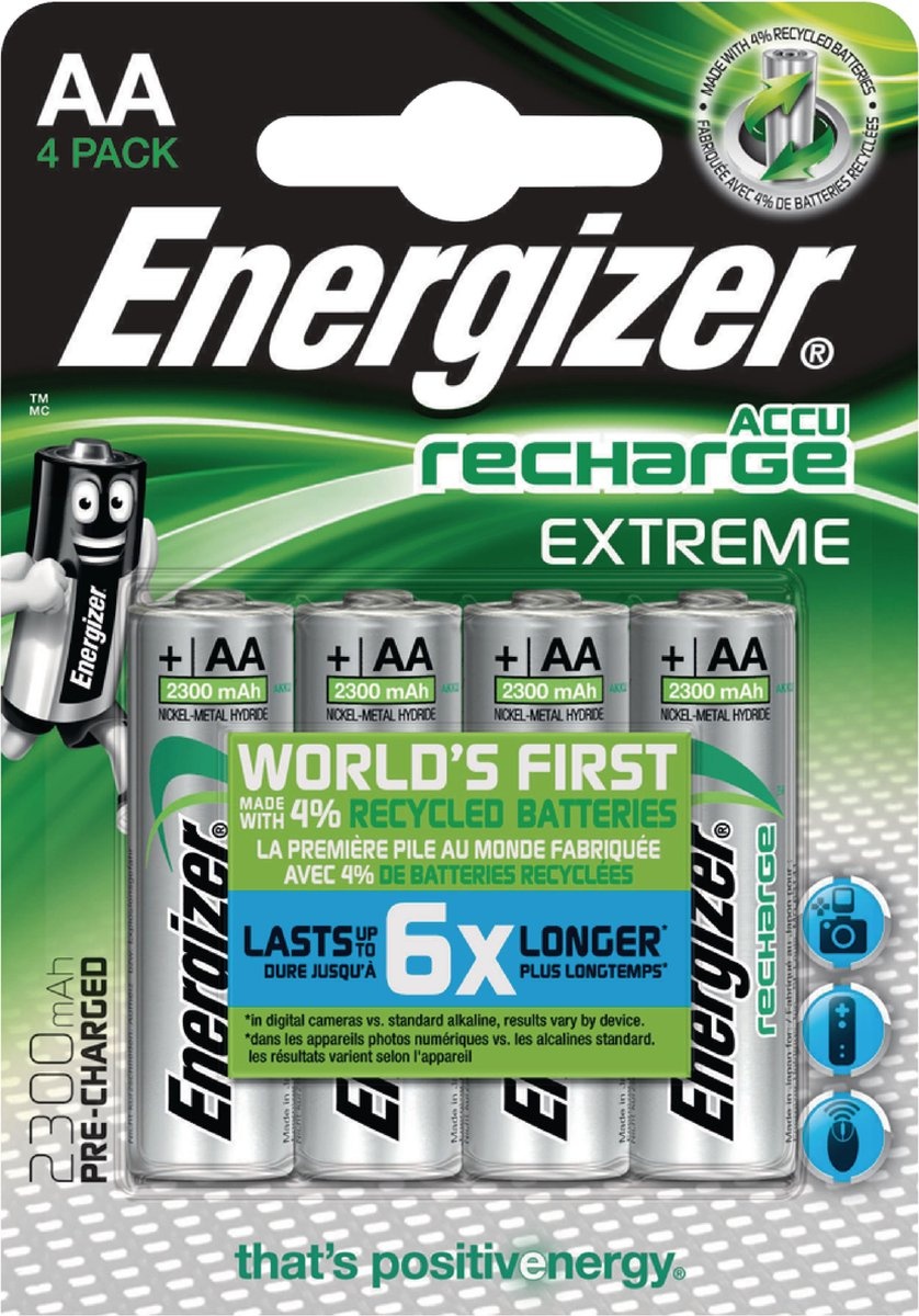 Energizer Heroplaadbare Batterij AA HR06 Extreme 2300 mAh - 4 stuks R2U