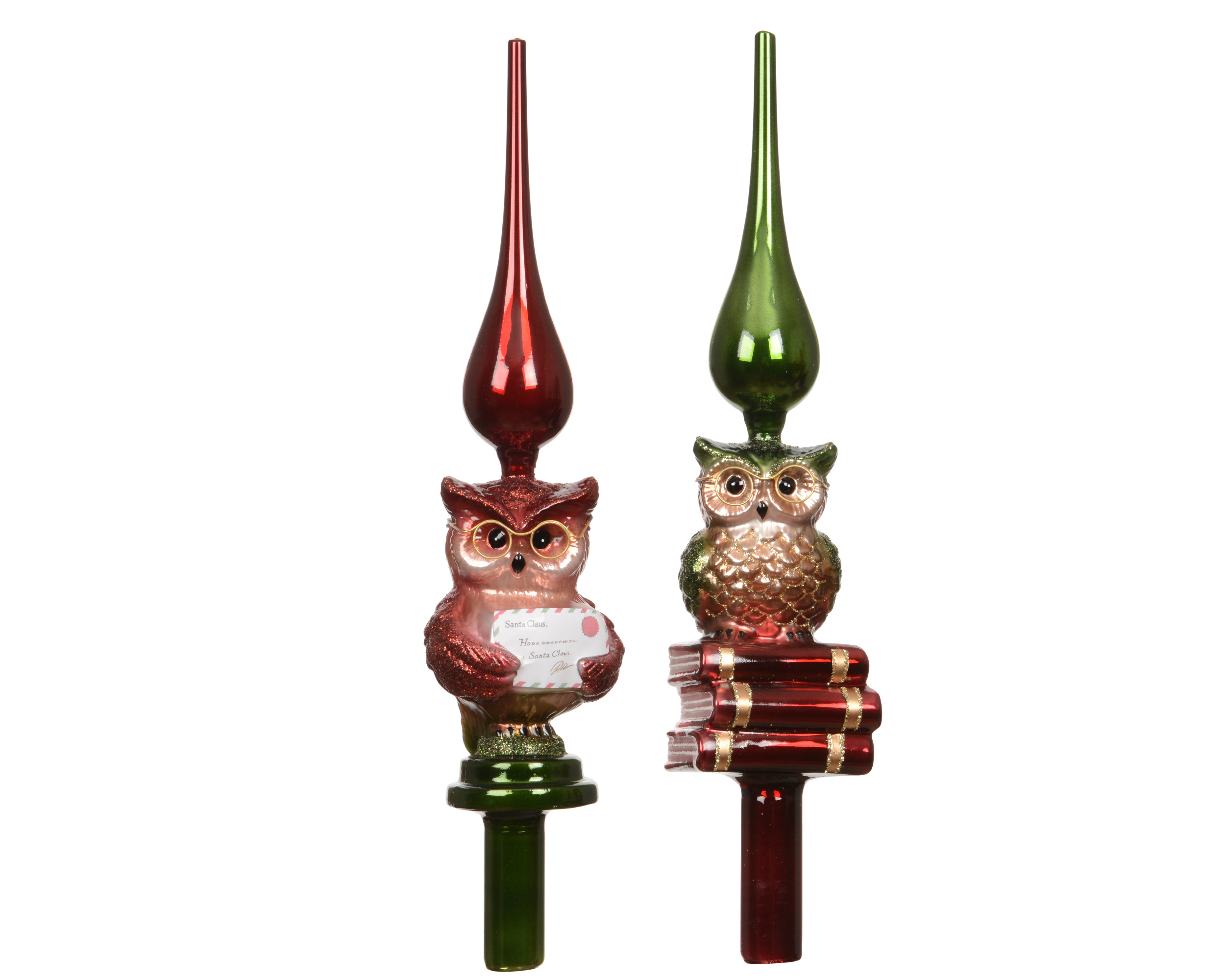 Piek Glas met Uil 30.5cm - Glitter - assorti - prijs per stuk