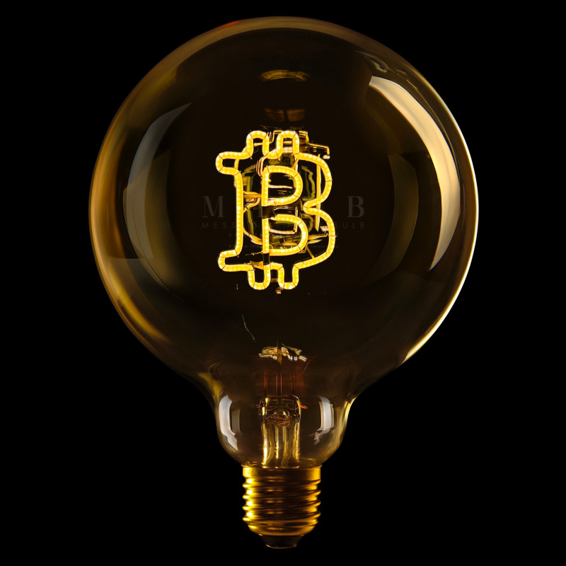 MITB Gloeilamp Bitcoin G125 - E27 - 2W - Geel - Staand