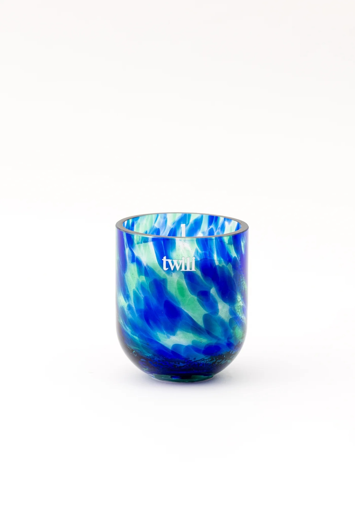 Twili Geurkaars Lotus M Belle Montagne 11x13 cm - Glas - 50 Branduren - Blauw - 3 Wieken