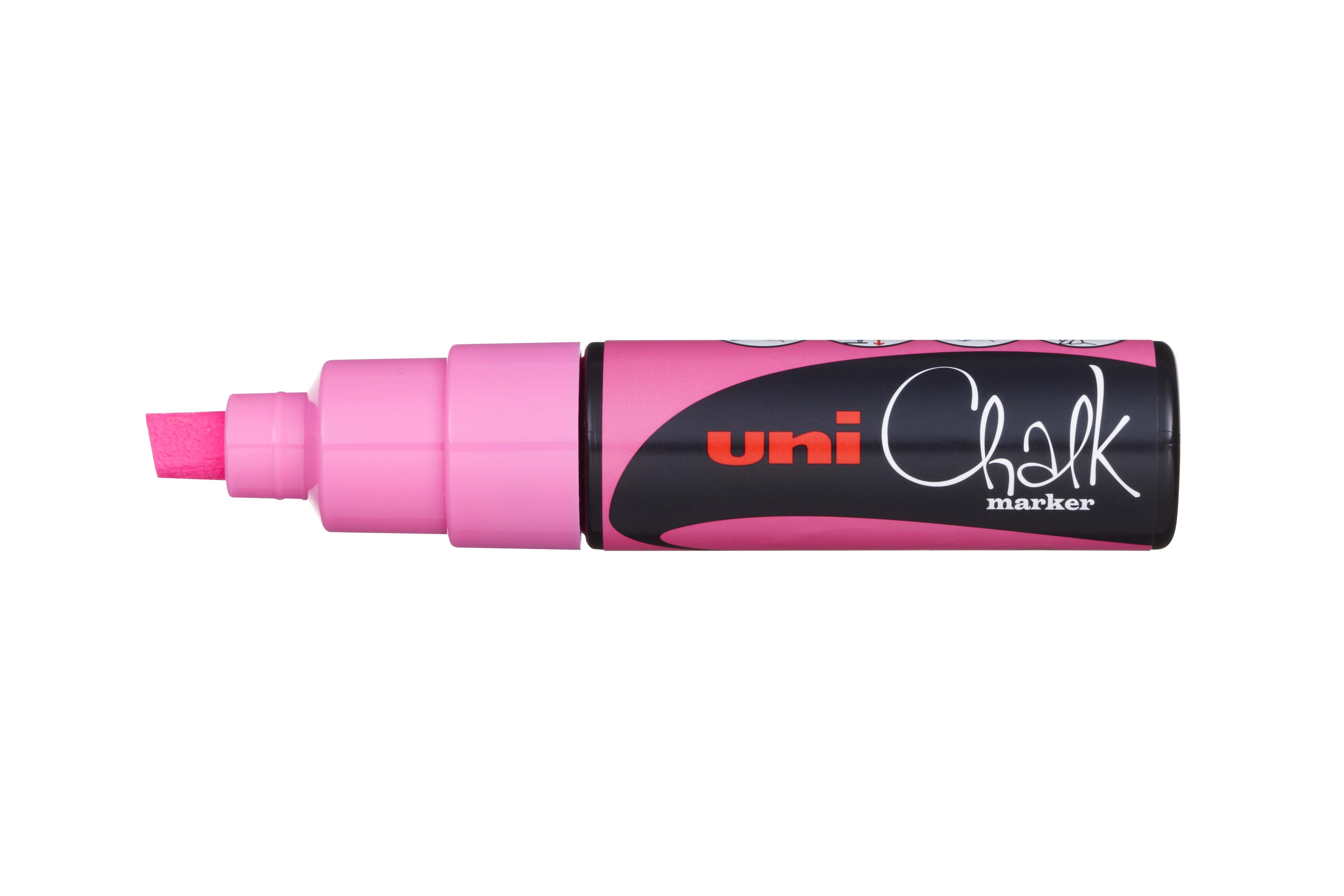 Krijtmarker 8 mm Schuine Punt Chalk Marker by Uni - Fluo Roze
