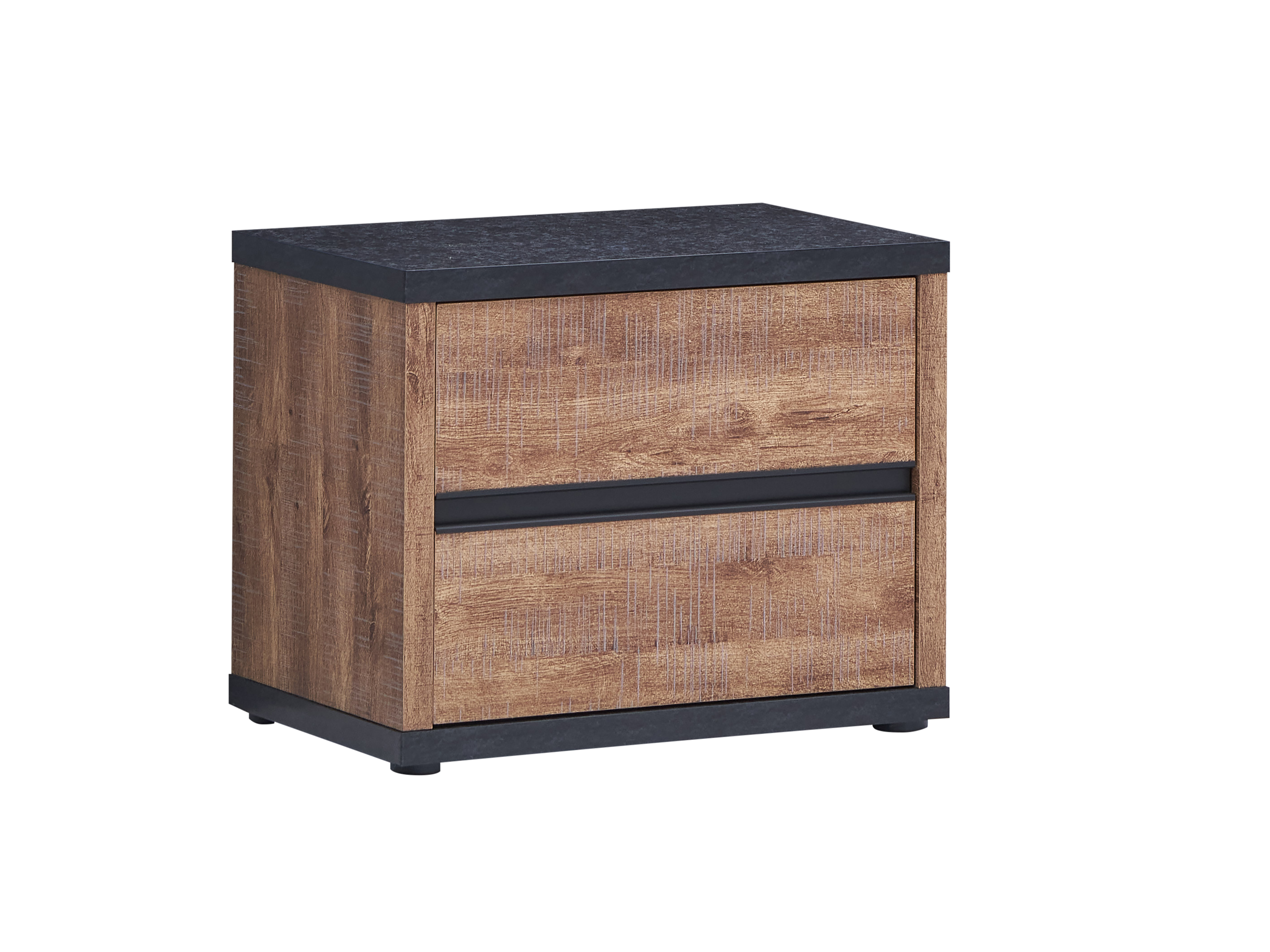 Elsa Nachttafel 46.5x58x39.5 cm Industrial Oak + Black Line