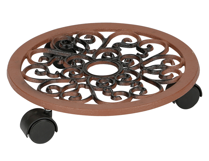 PRACTO Plantenroller Rond Gietijzer 30 cm - Max 60 kg - met 3 Wielen