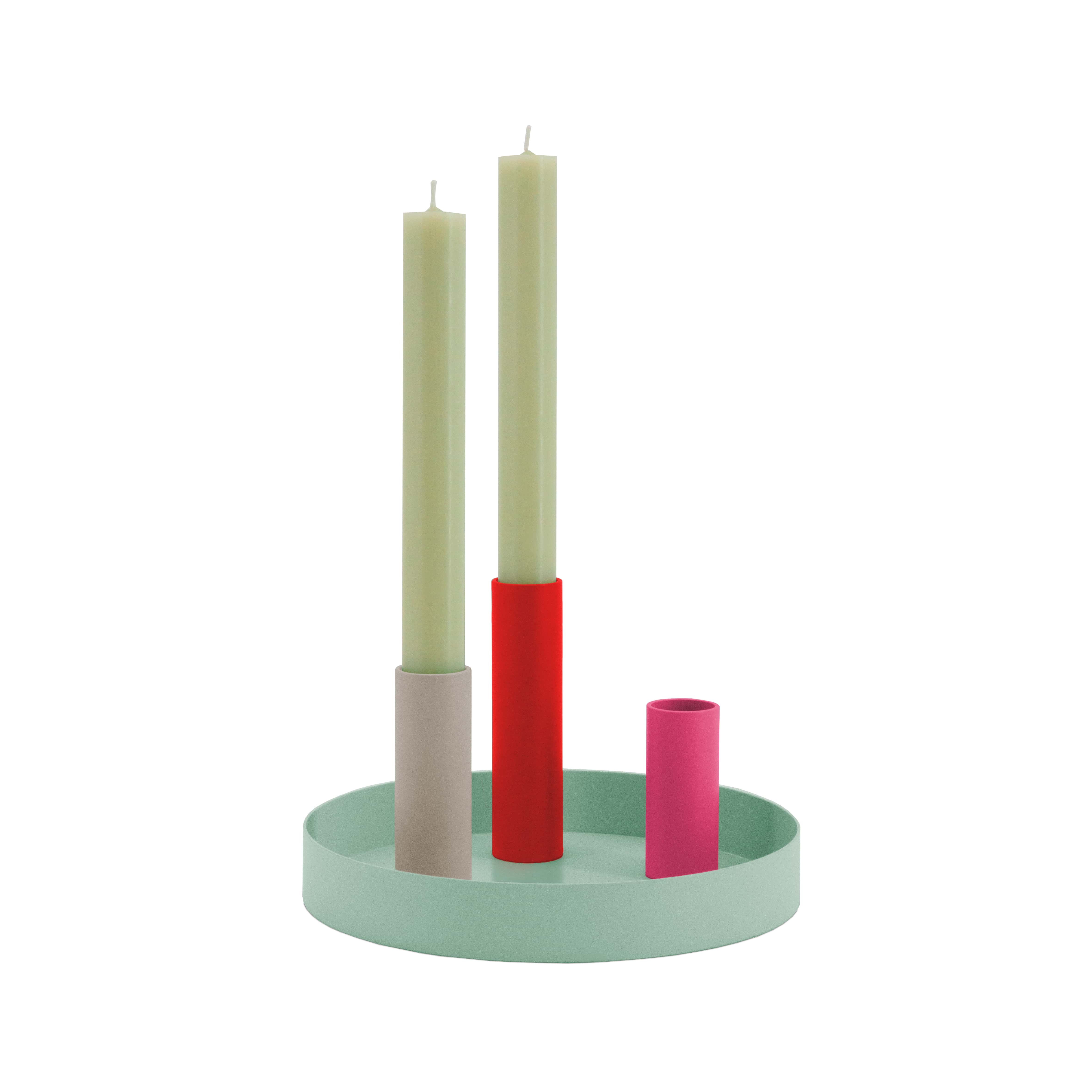 Remember Kaarsenhouder Luna Mini Blue 4-delig - Magnetisch - Tray 17x2.5 cm met 3 Houders 2.3cm