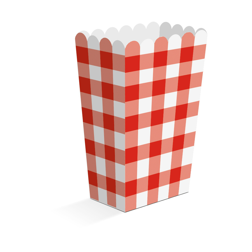 Snackbeker Red Gingham 8 stuks - 6.3x4.4x13.5 cm - Rood Geruit