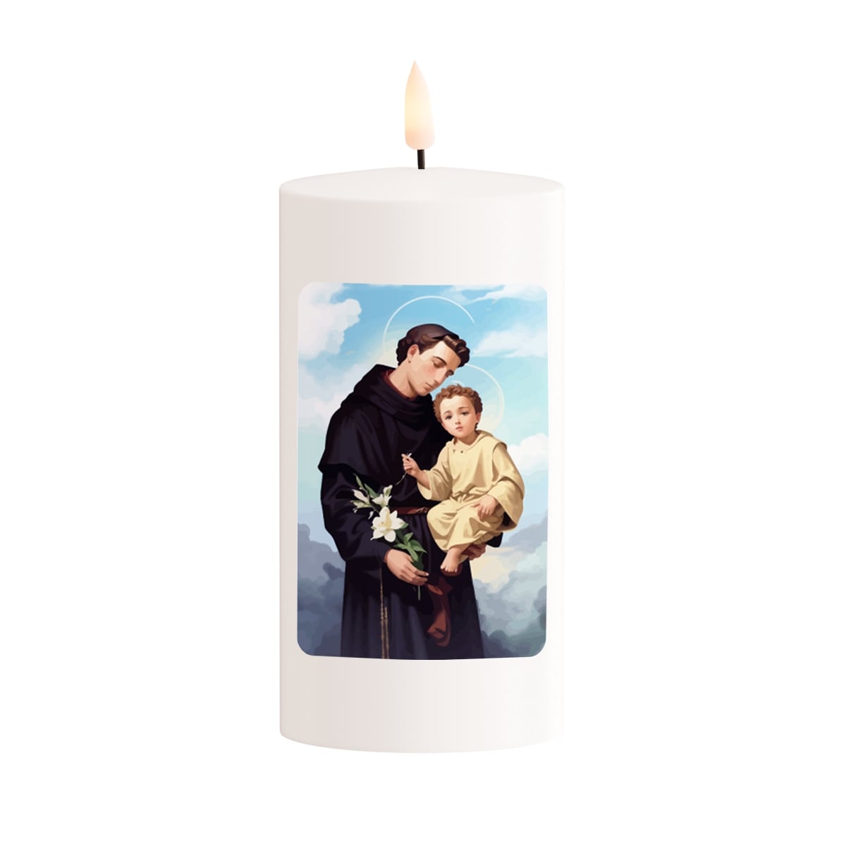 LED Grafkaars Delight Saint Antonius of Padova - 7.5x15 cm - Wit - op Batterijen (excl.)