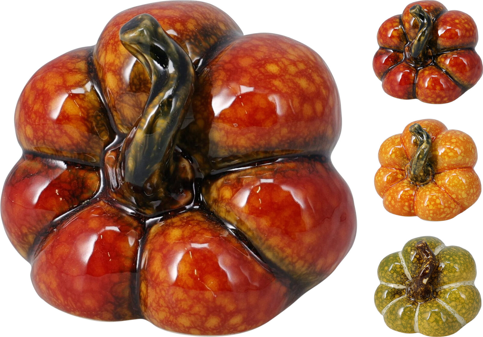 Pompoen 10x8x8 cm - Porselein - assorti - prijs per stuk