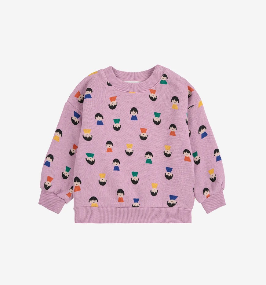 Bobo Choses Sweater Game Pawns All over Print Roze  Bobo Choses Sweater Game Pawns All over Print Roze