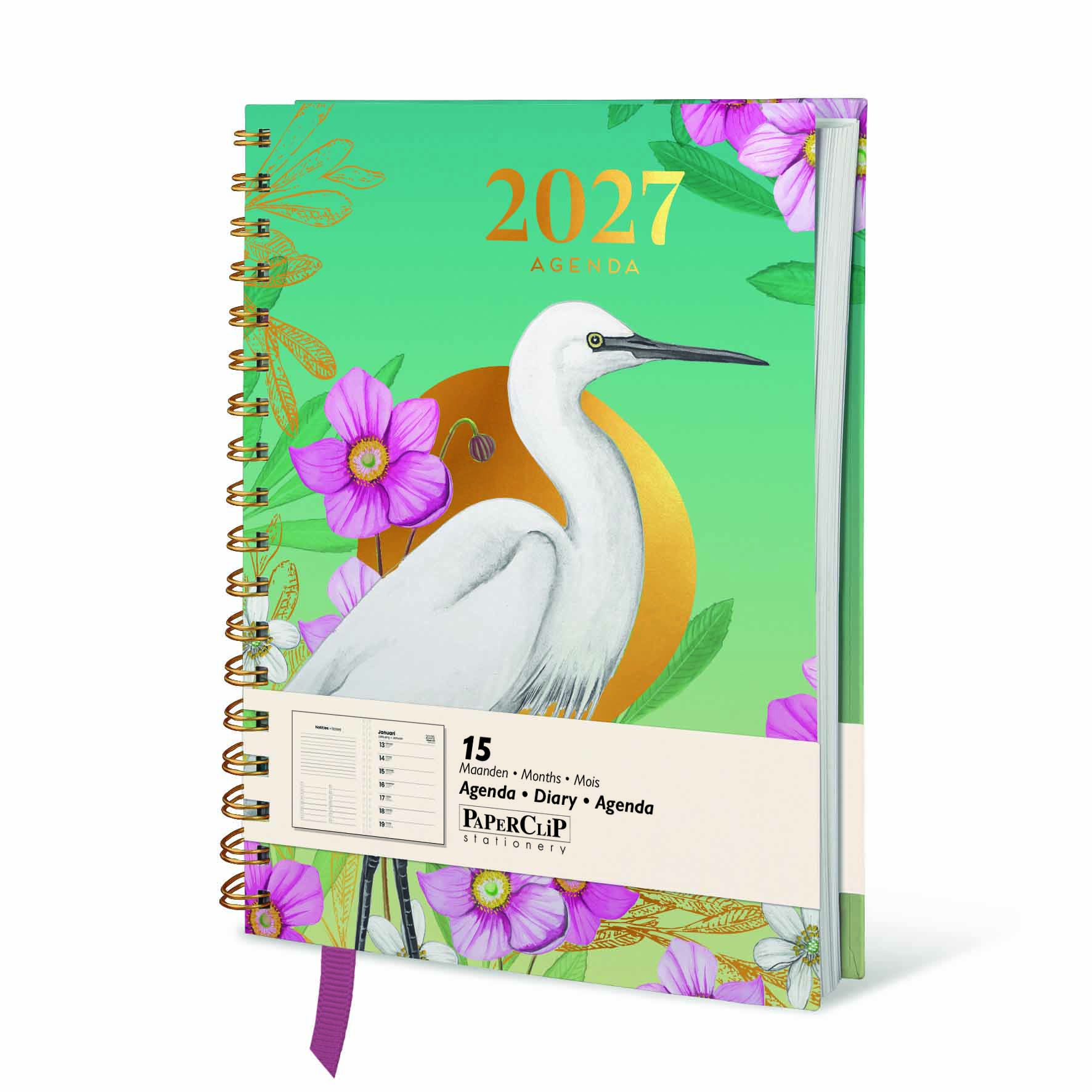Paperclip Bureau Agenda 2027 Wildlife 15M Spiraal 1week/pag+Notes 17.5x23.5 cm