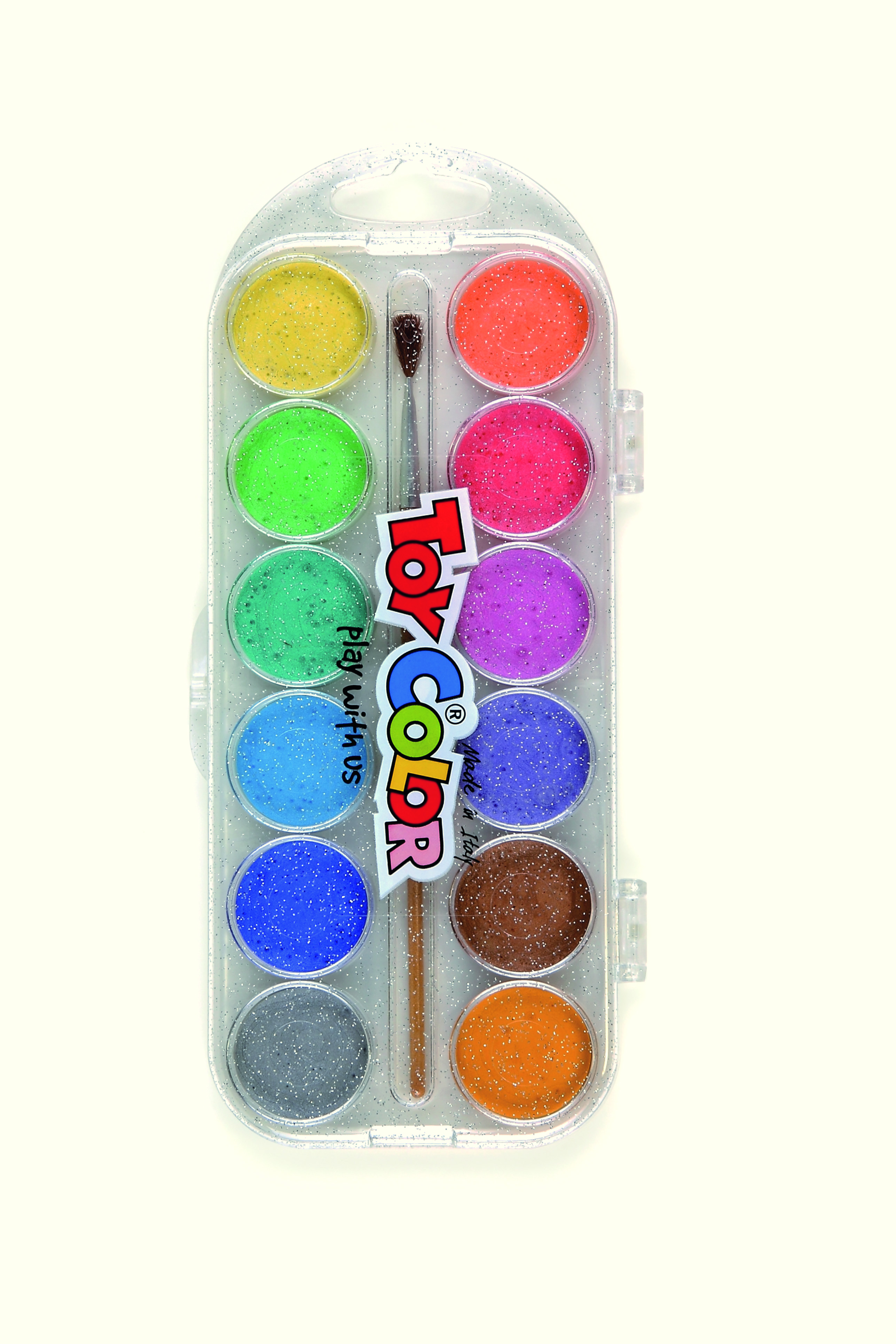 Toycolor Waterverftabletten 12 stuks Parelmoerkleuren + Penseel