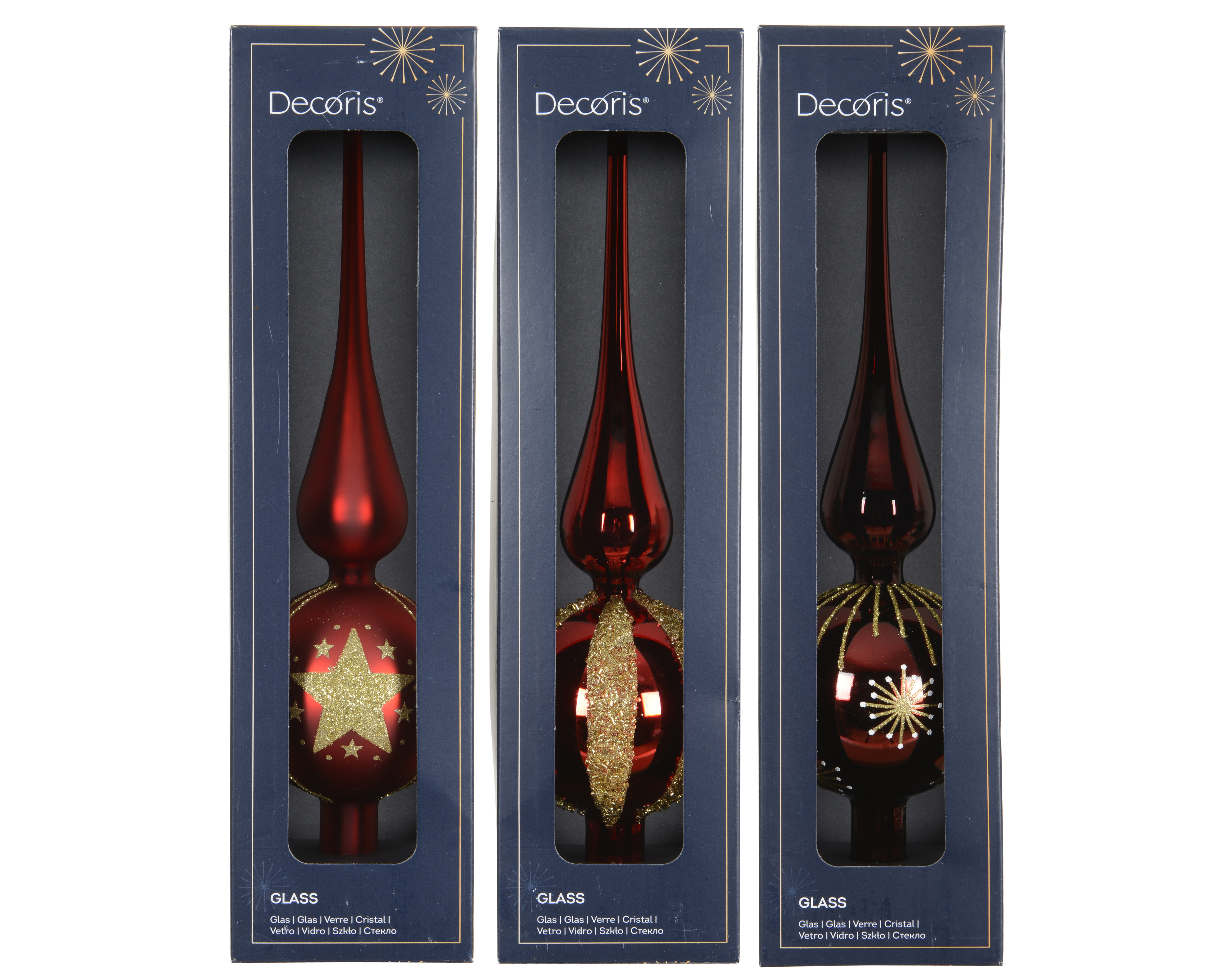 Piek Glas Kerstrood/Ossenbloedrood 8x31 cm - assorti - prijs per stuk