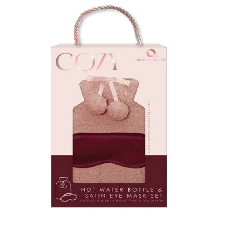 Aroma Home Warmwaterkruik Roze 2l - Teddy - met Oogmasker