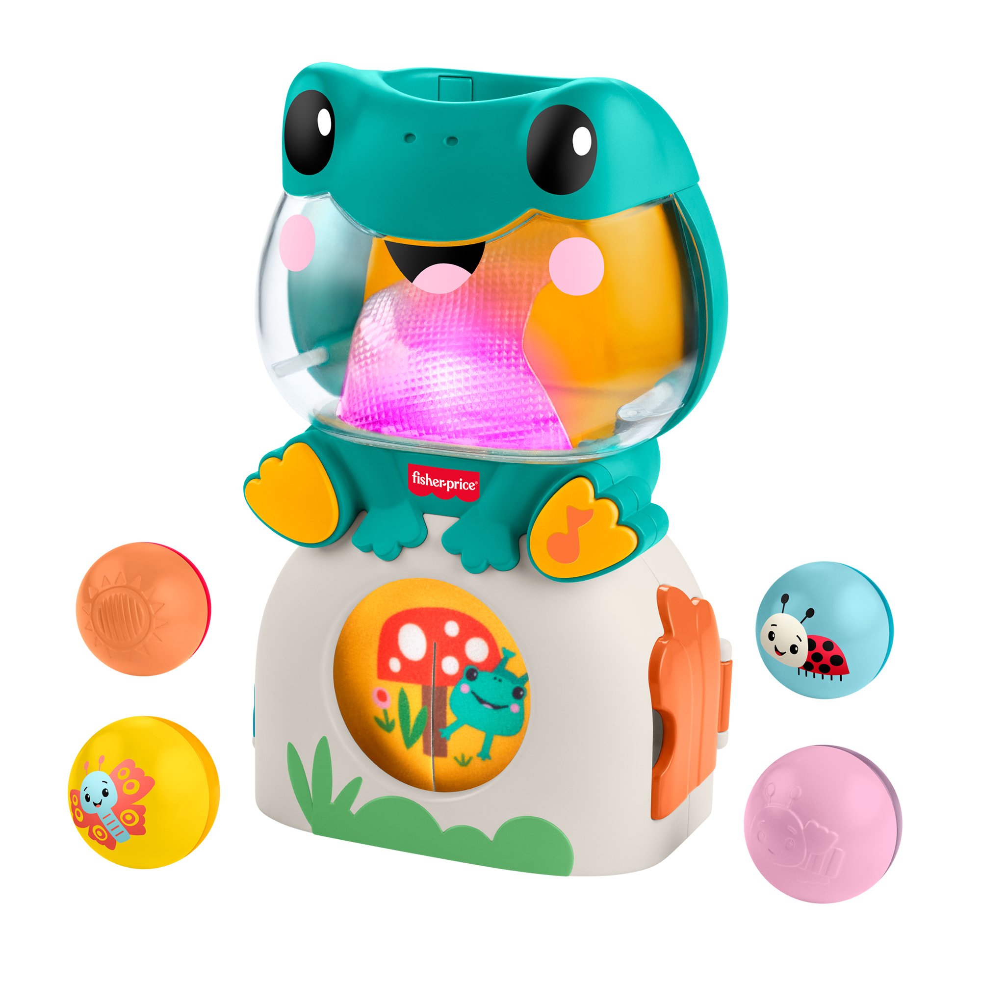 Fisher Price Lichtgevende en Rollende Kikker, Muzikaal ballenspel
