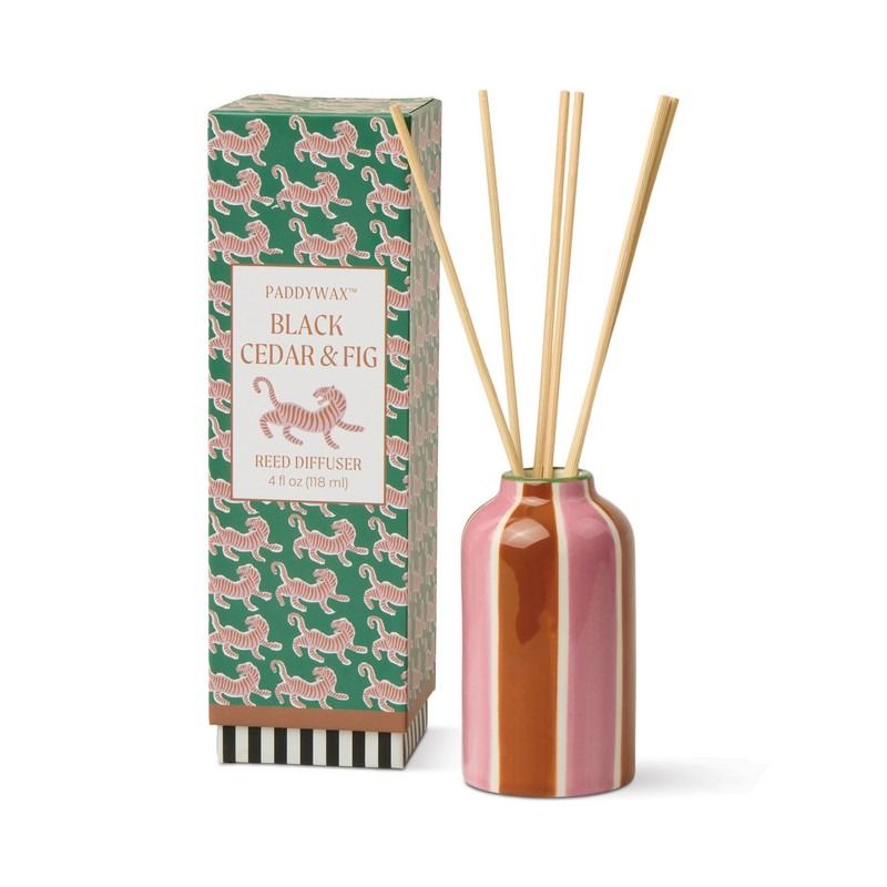 Paddywax Geurdiffuser Black Cedar & Fig 118ml - Keramiek - Tiger - 5.4x9.6 cm