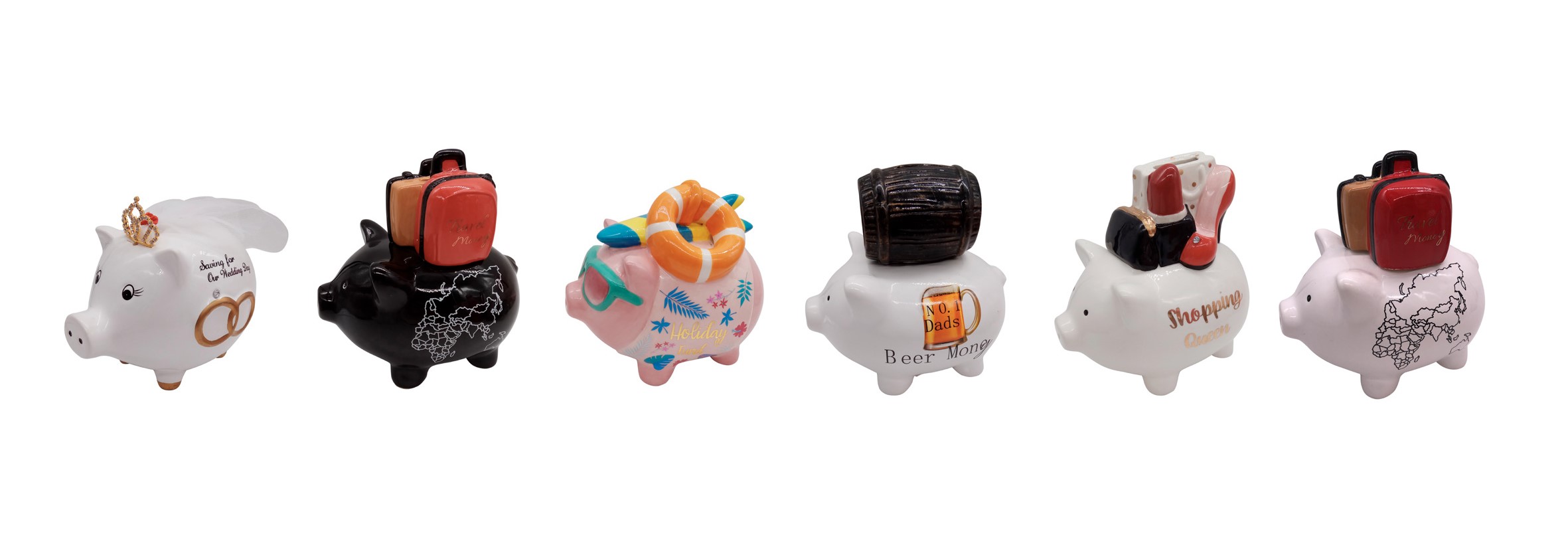 Spaarpot Piggie with a Mission 17x12.2x15.5cm - assorti