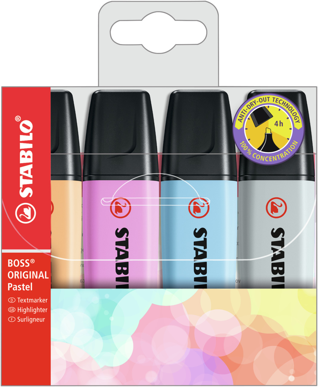 STABILO BOSS ORIGINAL Etui met 4 Pastel Markeerstiften Combo3 STABILO BOSS ORIGINAL Etui met 4 Pastel Markeerstiften Combo3
