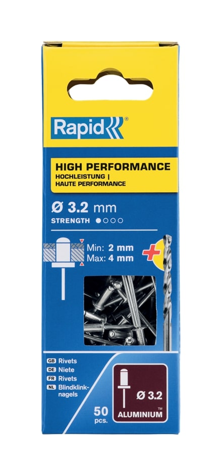 Rapid Blindklinknagels 3,2x8 mm 50 stuks + boor
