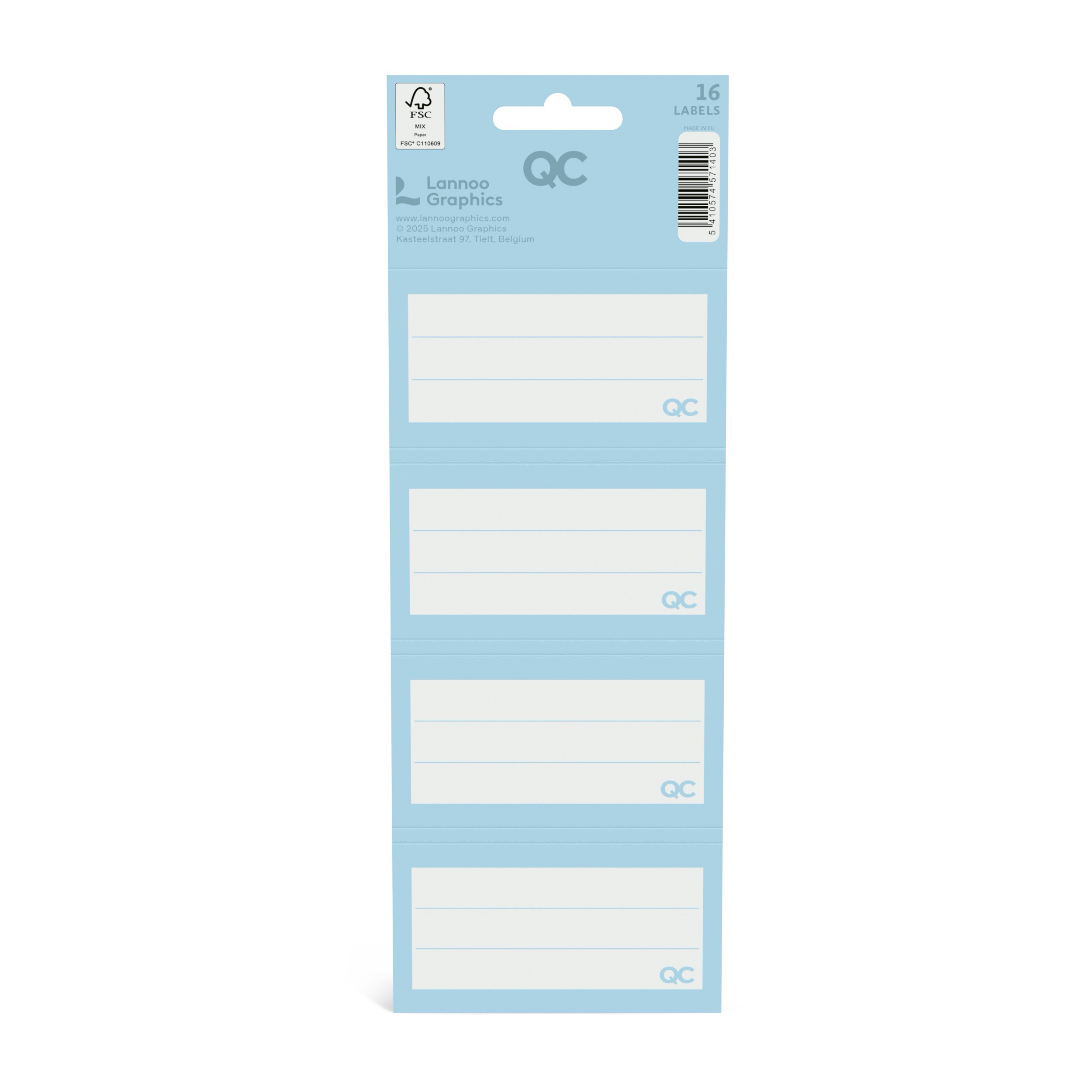 Quattro Colori Colour Schooletiketten Arctic Blue 16 stuks
