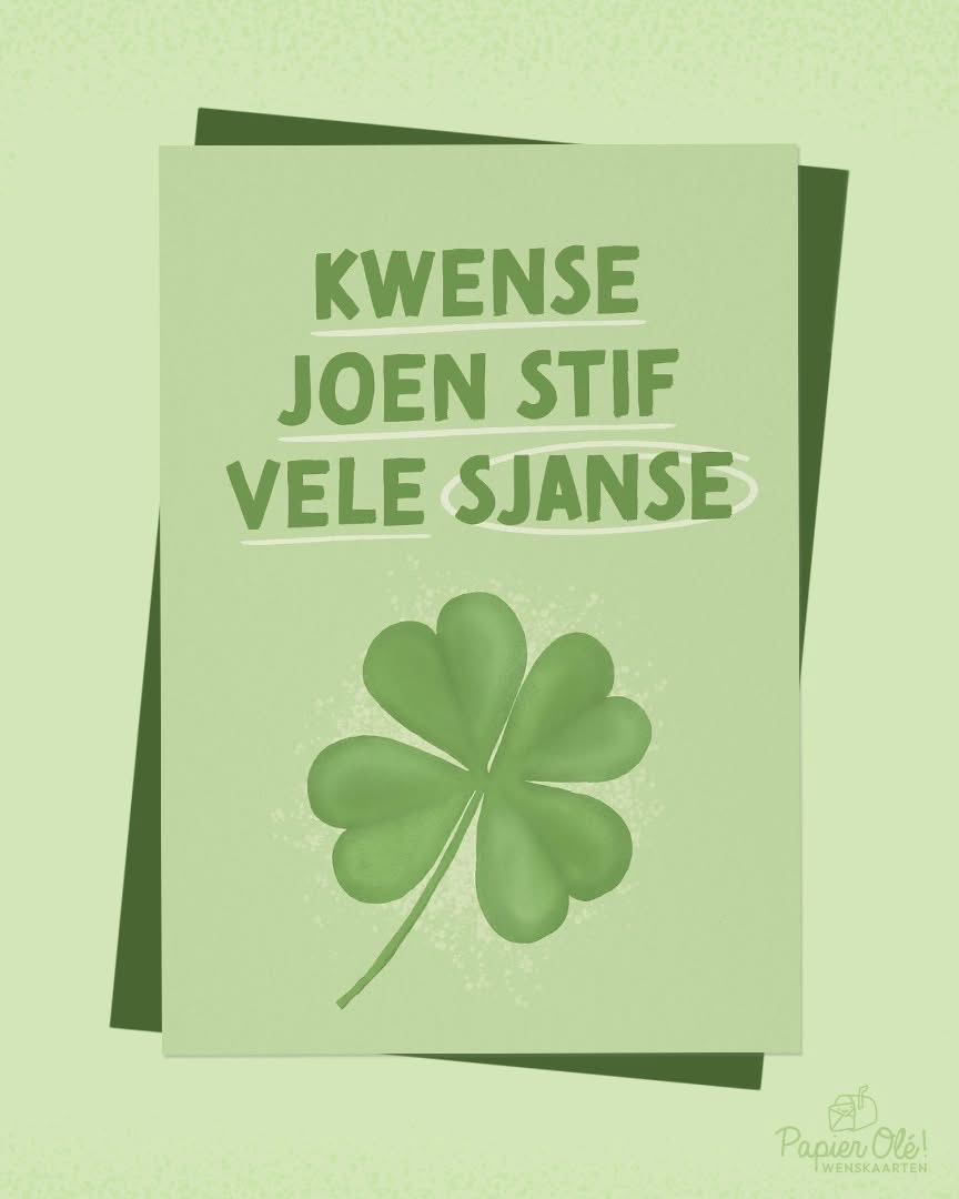 Papier Olé Wenskaart Kwense joen stif vele sjanse
