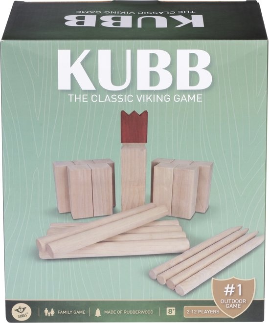 Kubb Rubberhout met Rode Koning 30 cm 5.5x5.5 cm