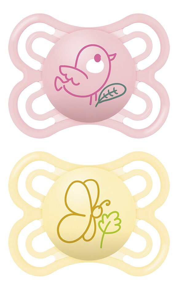 Mam Fopspeen Perfect Start Silicone Roze-Geel 0-6 maand - 2 stuks