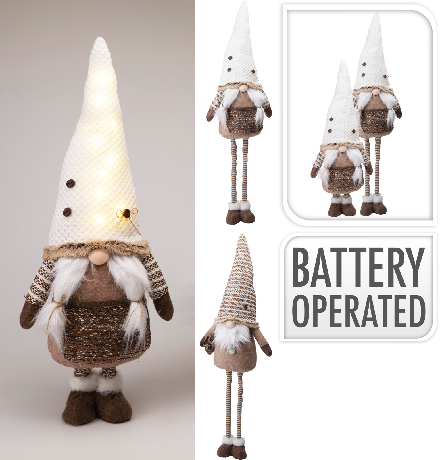 Gnoom LED Bruin met Telescopische Benen - 24x15x96 cm - met Batterijen (incl.)
