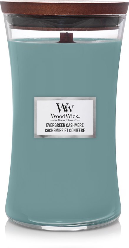 Woodwick Kaars Evergreen Cashmere Large - 10.2x17.8 cm - 130 Branduren