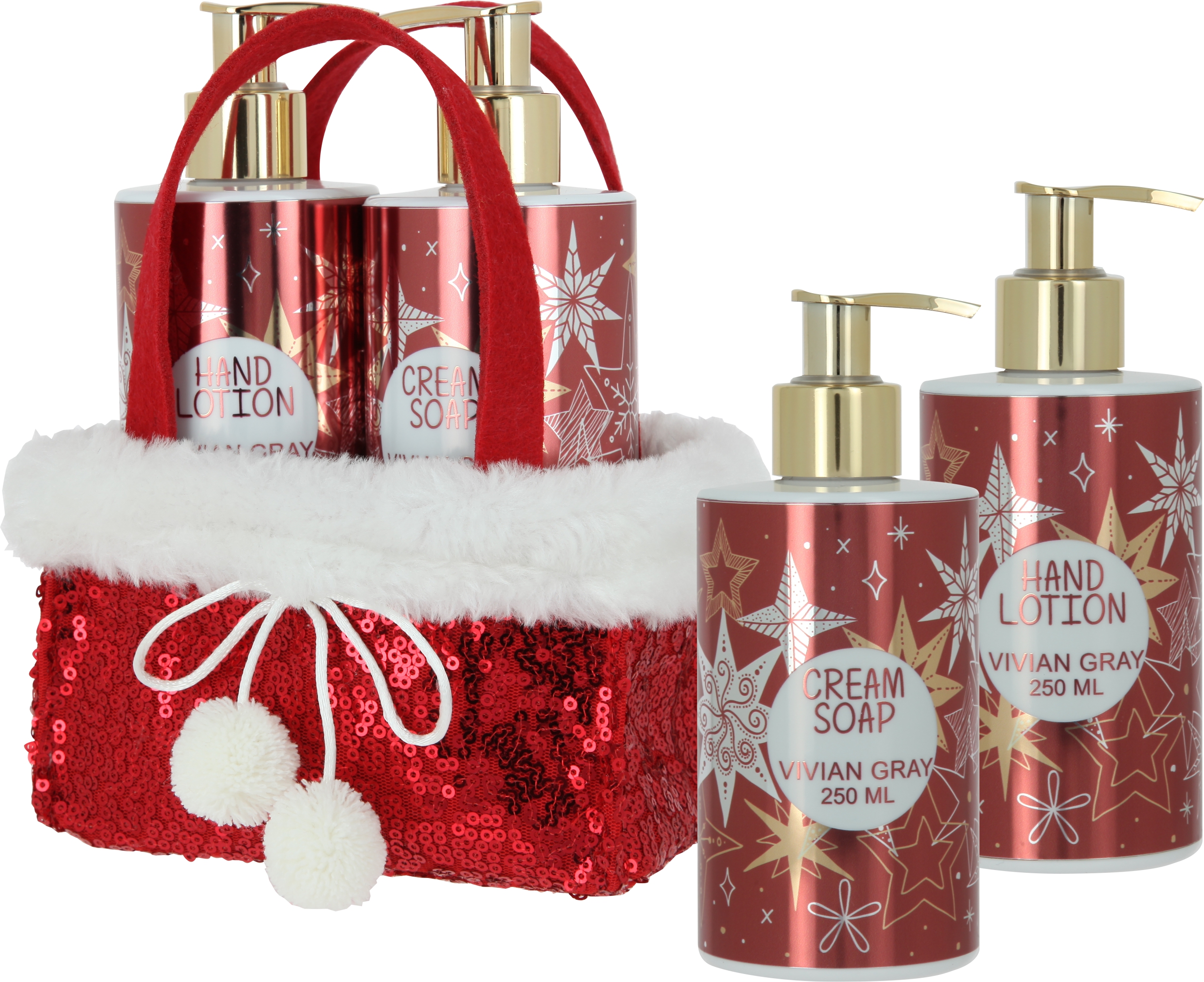 VivianGray Set Red Glitters 2x 250ml - Handzeep & Handlotion