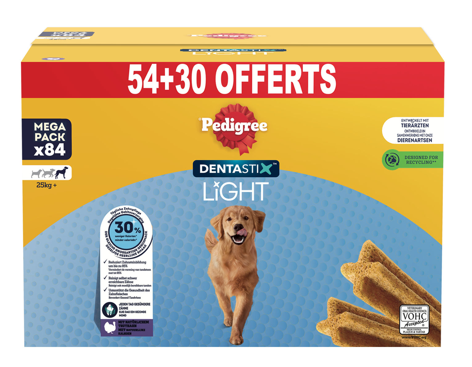 Pedigree Dentastix Light Large Honden +25 kg - 54 + 30 stuks Gratis
