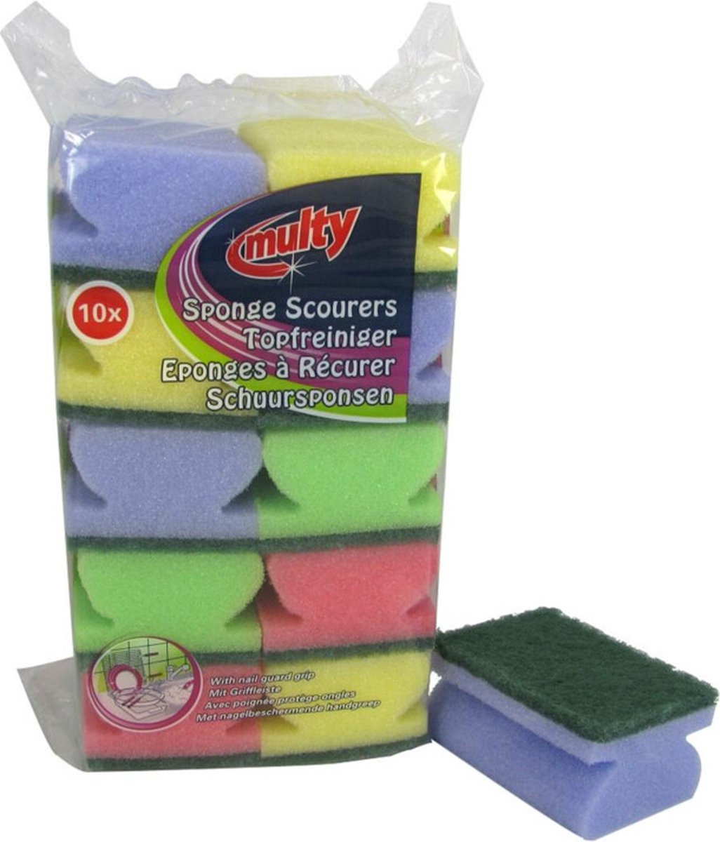 Multy Schuurspons Hard met Handgreep 10 stuks