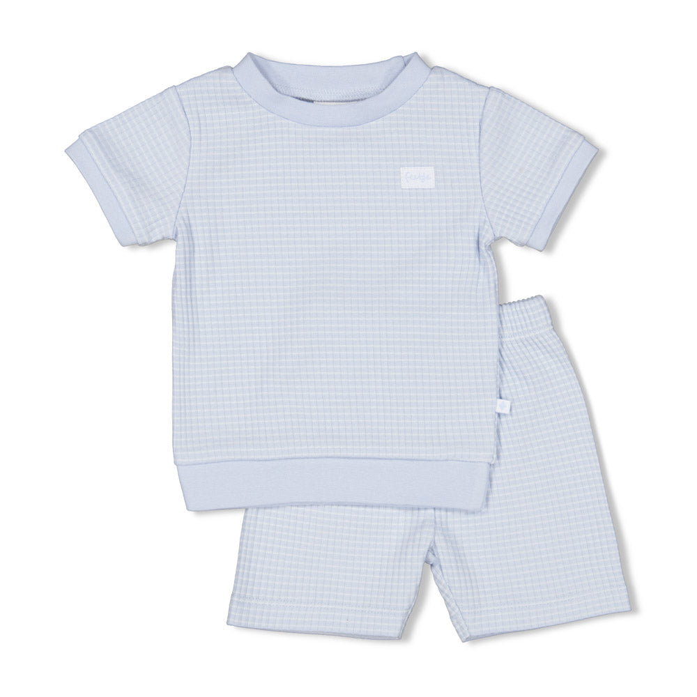 Feetje Shortama wafel - Babyblue maat 140