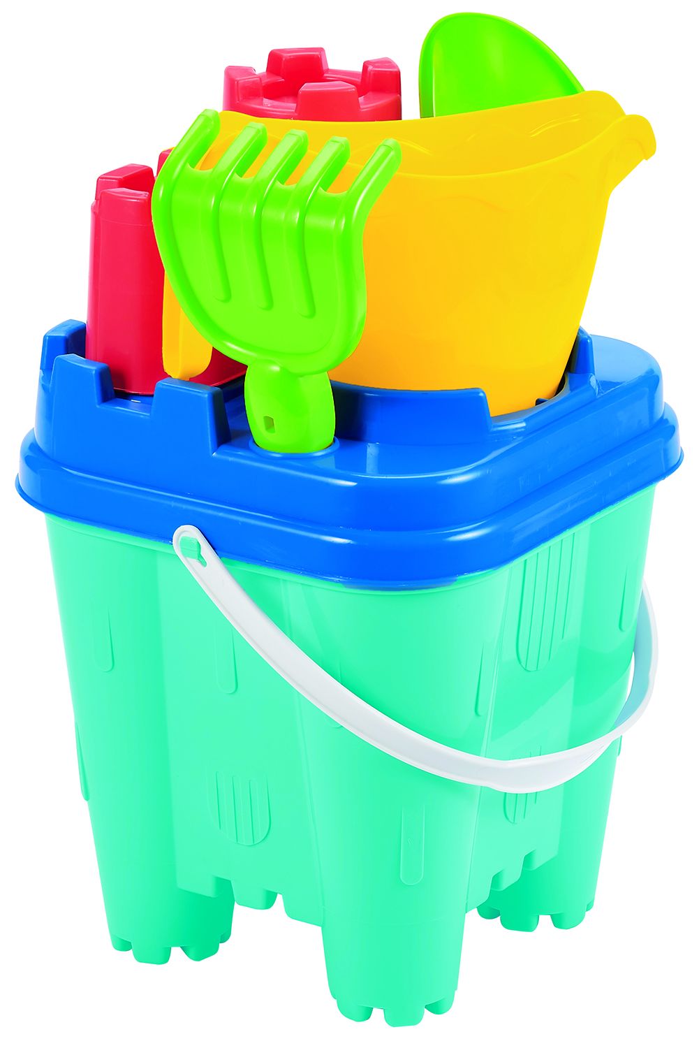 Ecoiffier Kasteel Emmer gevuld met strandgerief, 18.5 cm