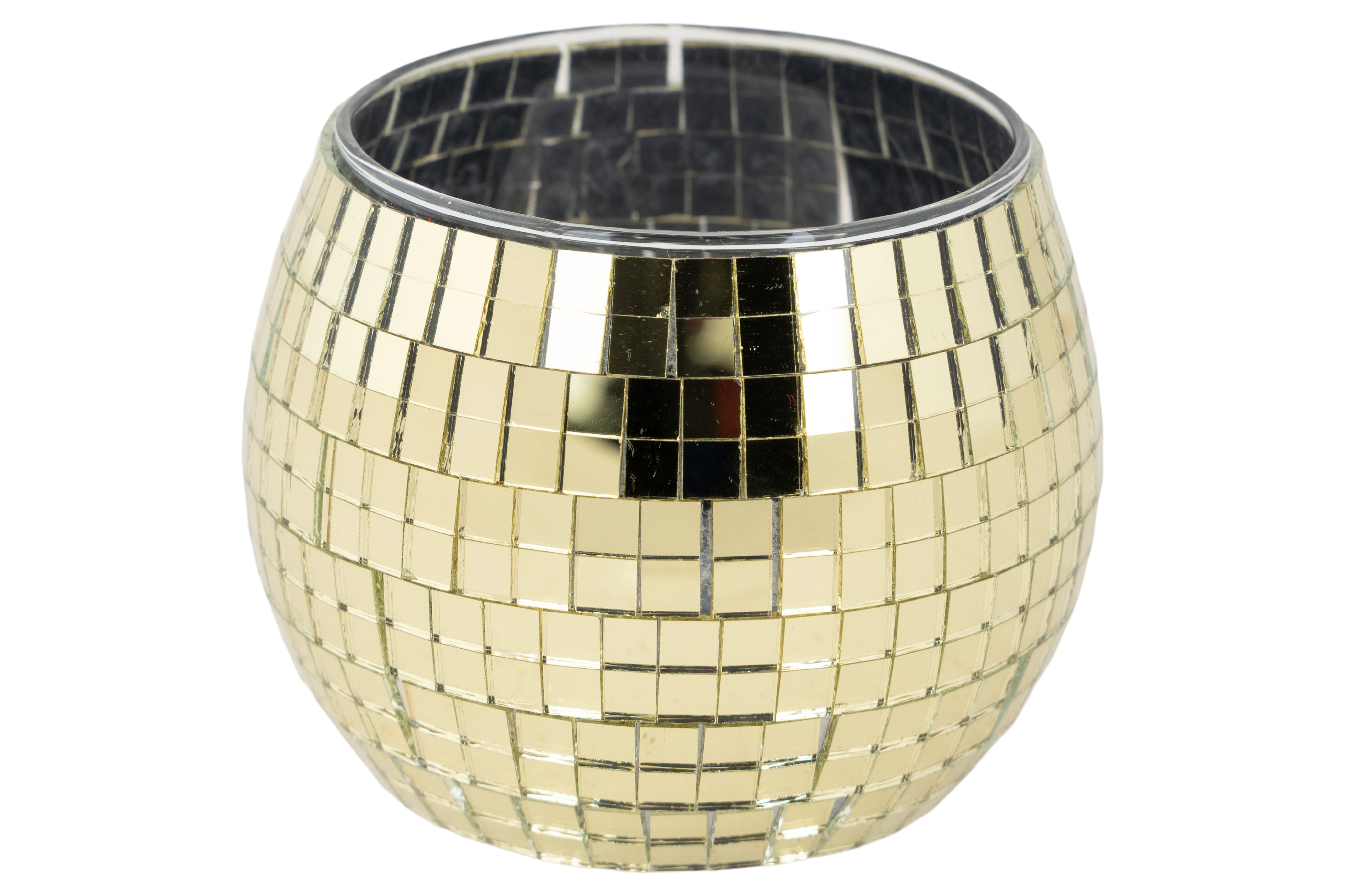 Cosy@Home Theelichthouder Disco  Goud 8x7 cm - Glas