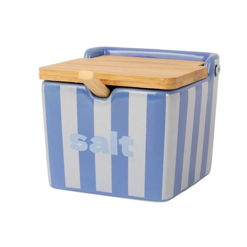 Fisura Bewaarpot Salt Blue Stripes 10.5x10.5x10 cm