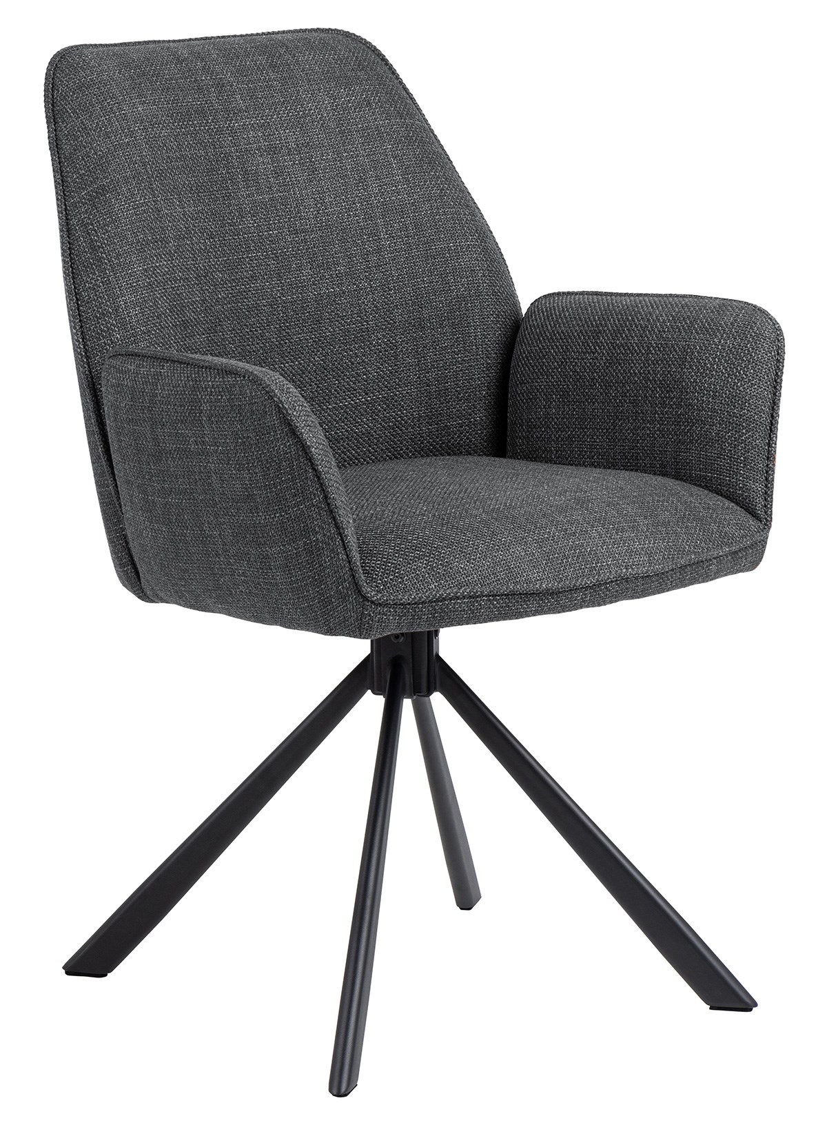 Glenda Stoel Dark Grey 19 met Armleuning - Basis Mat Zwart