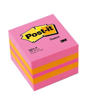 Post-It Notes MiniKubus 51x51mm - 400vel Watermeloenrood/Vital Oranje/Guave Roze