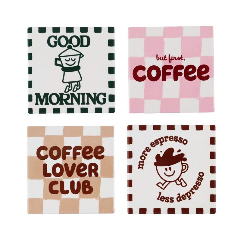 Atelier Pistache Glasonderzetter Barista 10cm - Keramiek - assorti - prijs per stuk