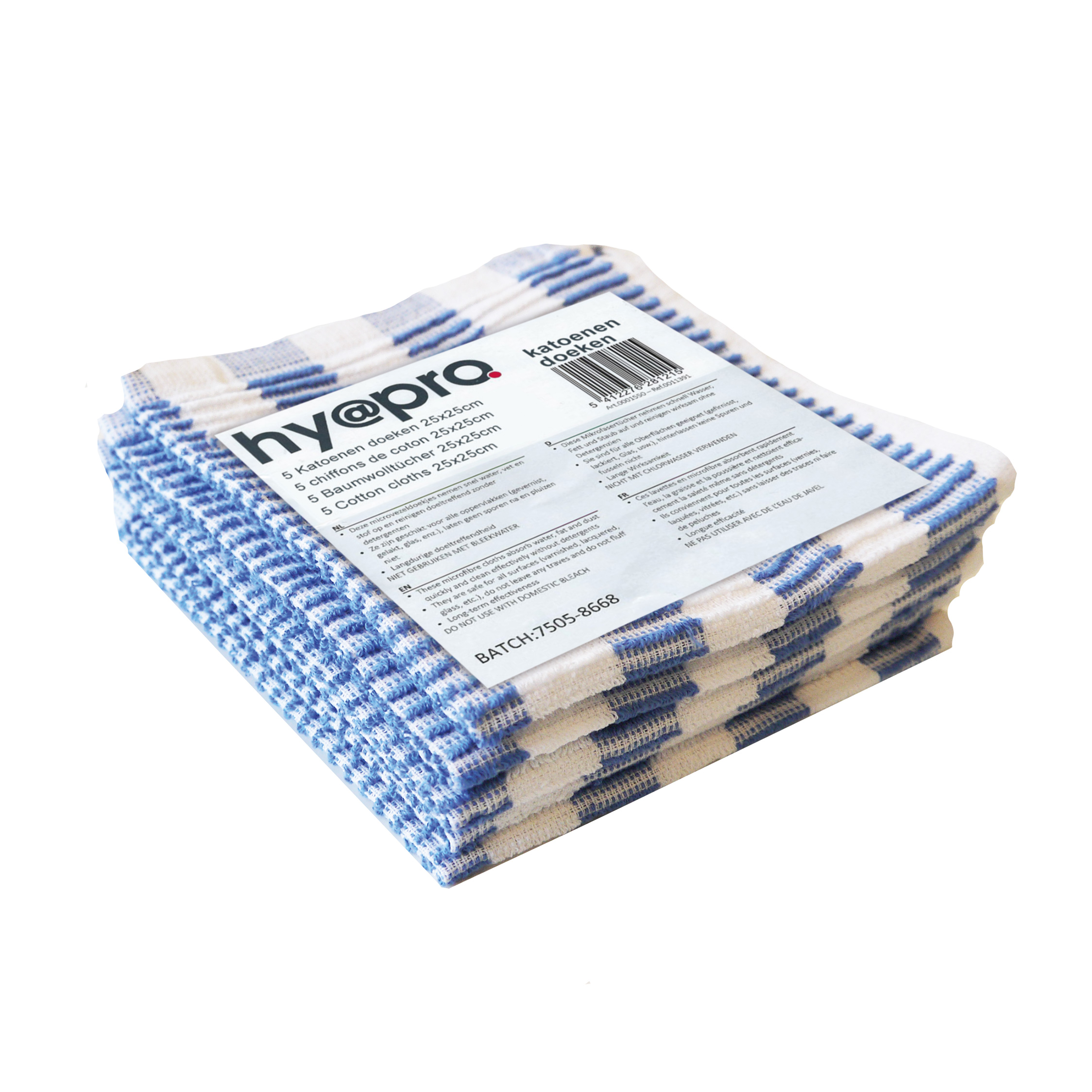 Hy@Pro Vaatdoek Wit/Blauw 35x35 cm - prijs per stuk