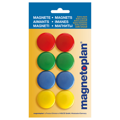 Magnetoplan Magneten Rond Dia 30mm 8 Stuks in Verschillende Kleuren