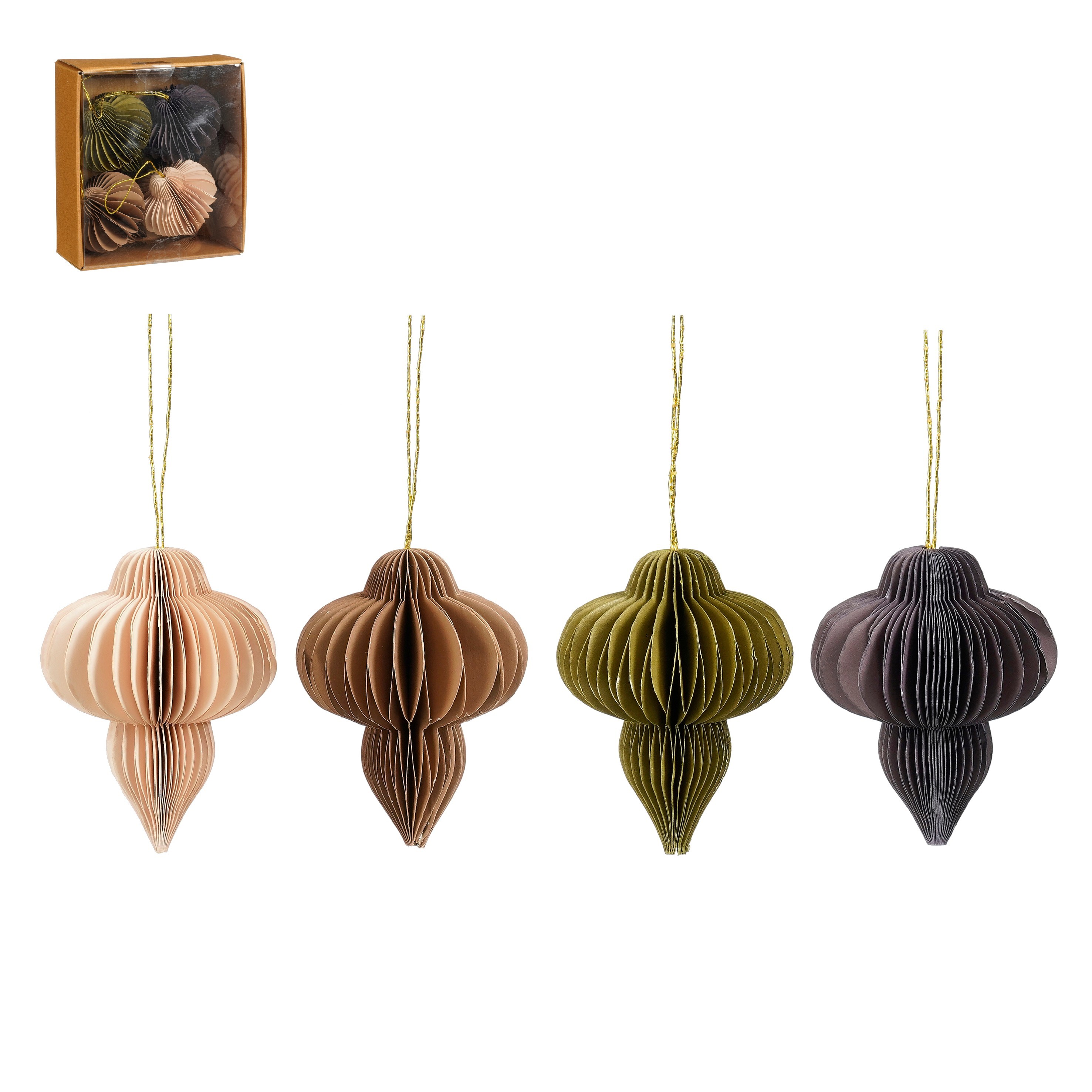 Boomhanger Mica Druppel 8x10 cm set 4 stuks - Papier - Verschillende Kleuren in Set