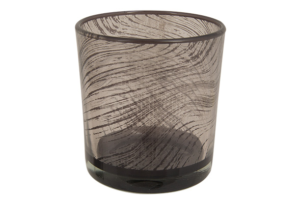 Cosy@Home Theelichthouder Lucia Glas Grijs - 7x8 cm