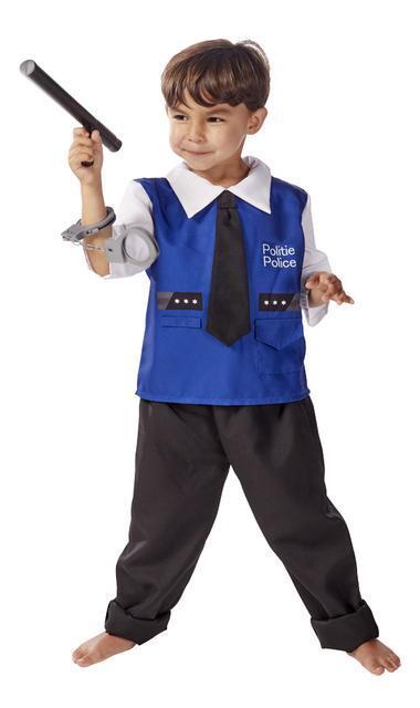 Kostuum Politie ,handboeien en knuppel, Maat 110