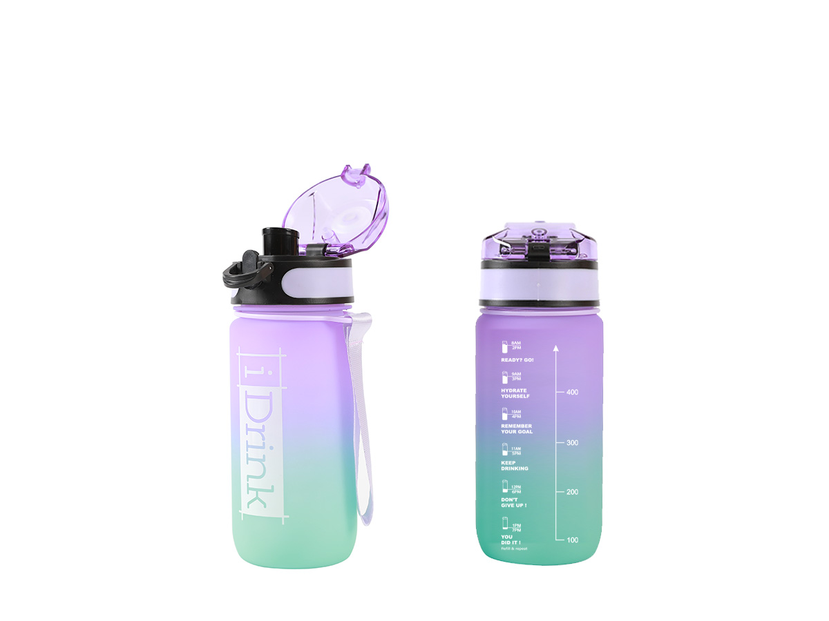 I-Drink Drinkfles Purple & Aquamarine 500ml - Tritan - Motivatiefles