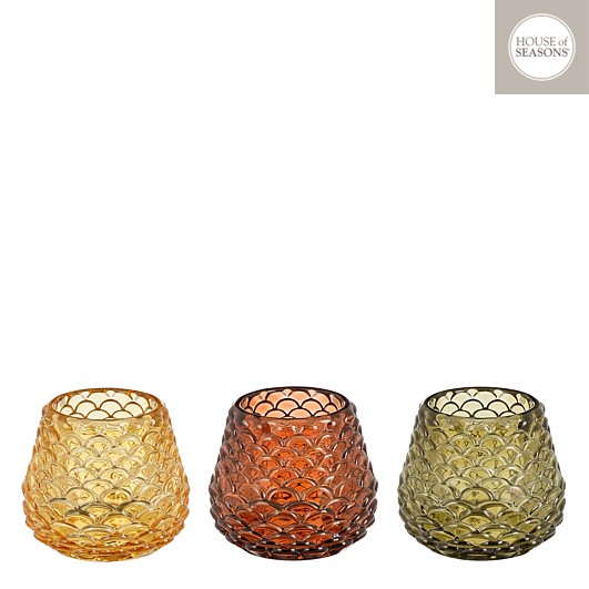 House of Seasons Theelichthouder 7.5x6.5 cm - Glas - assorti - prijs per stuk