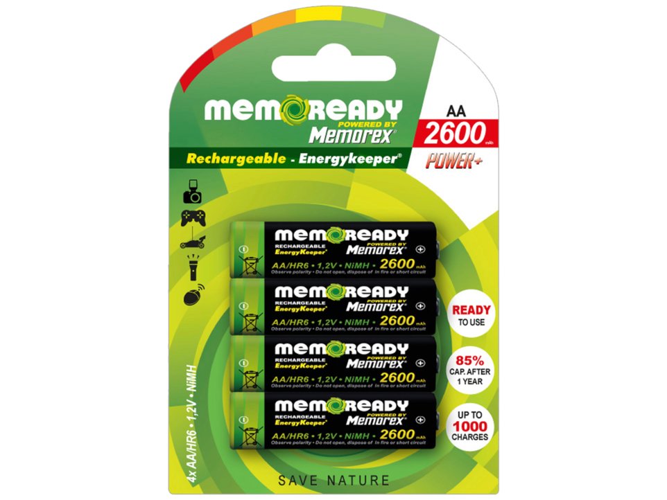 Memorex Herlaadbare Batterij HR06 AA 2600mAh 1.2V NiMH - 4 stuks