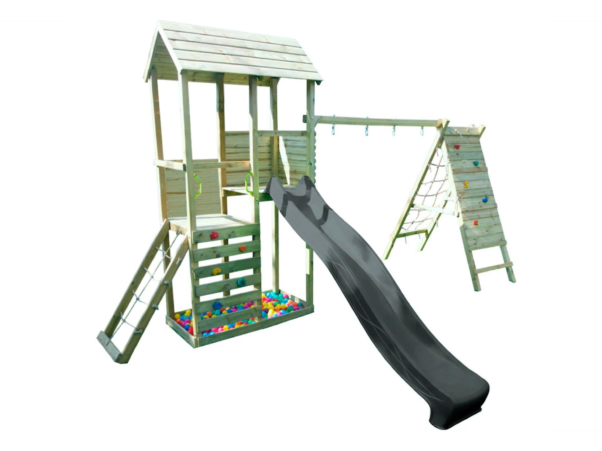 BnB Wood Louna Speeltoren met grijze Glijbaan